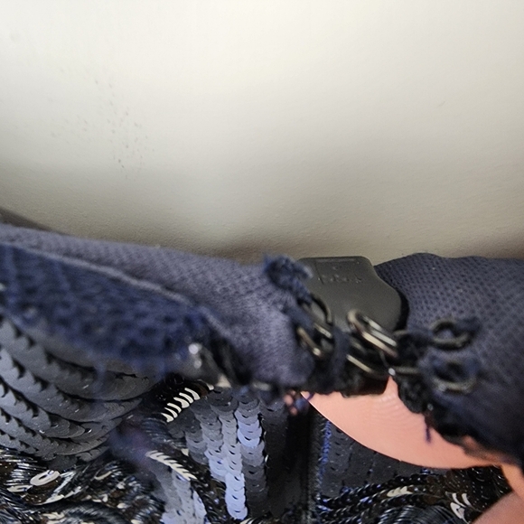 Adrianna Papell Sequin Cap Sleeve Sheath Dress Navy Size 10 Evening Sparkle - Picture 12 of 16